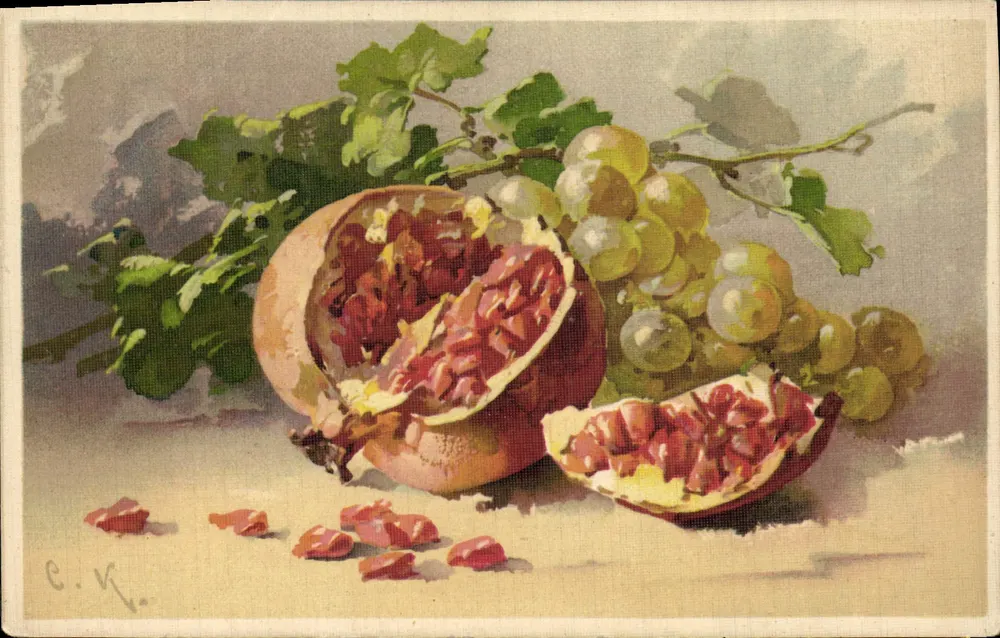 Nature morta com grenade e uvas — E. K. — editor G.O.A. n° 1253 - Frente