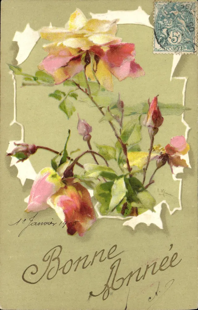 Flores de rosa — Boa Ano — I. Kina - Frente