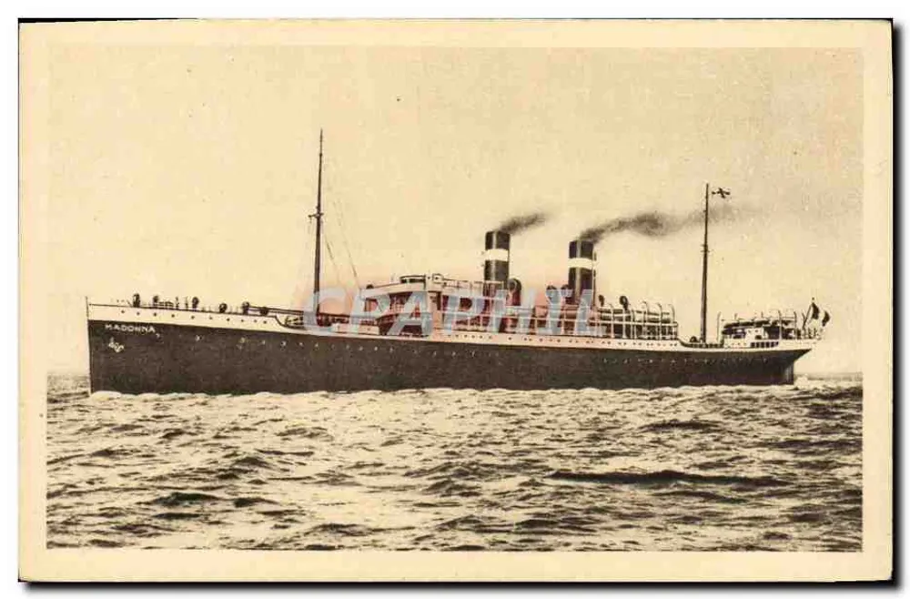 Paquebot Madonna — Compagnie Générale de Navigation — Fabre Line - Anverso