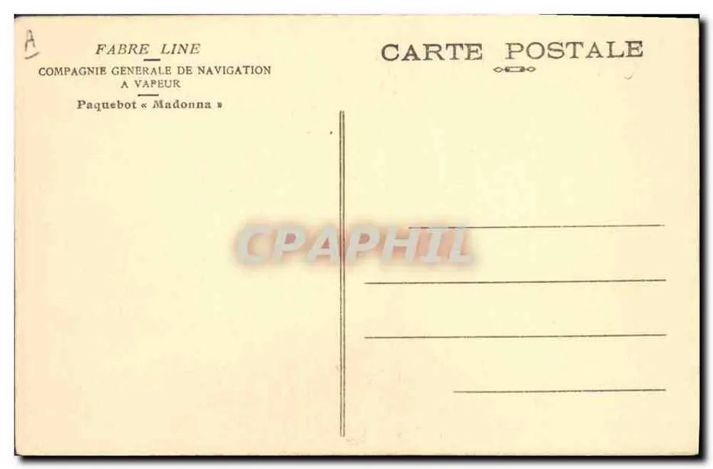Paquebot Madonna — Compagnie Générale de Navigation — Fabre Line - Reverso