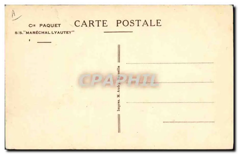 S/S MARÉCHAL LYAUTEY — Dampfschiff — Verleger M. Audry, Marseille - Rückseite