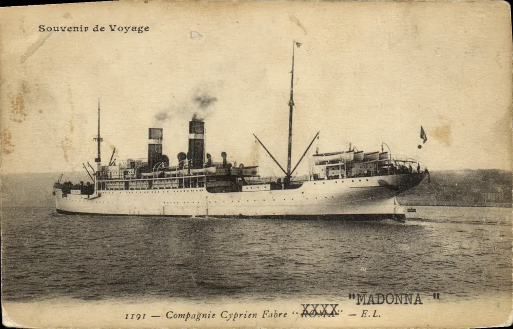 Dampfschiff „Madonna“ — Compagnie Cyprien Fabre, datiert 1911 — Verlag E.L. - Vorderseite