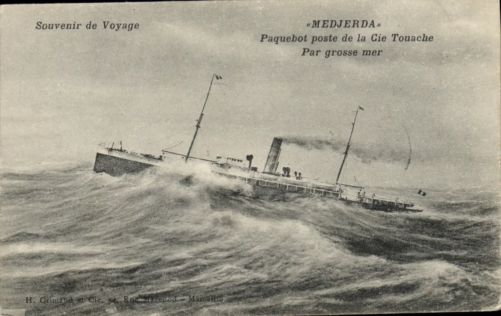 Dampfer « MEDJERDA » — Cie Touache — H. Grinmand et Cie, 54 Rue Mazenod, Marseille - Vorderseite