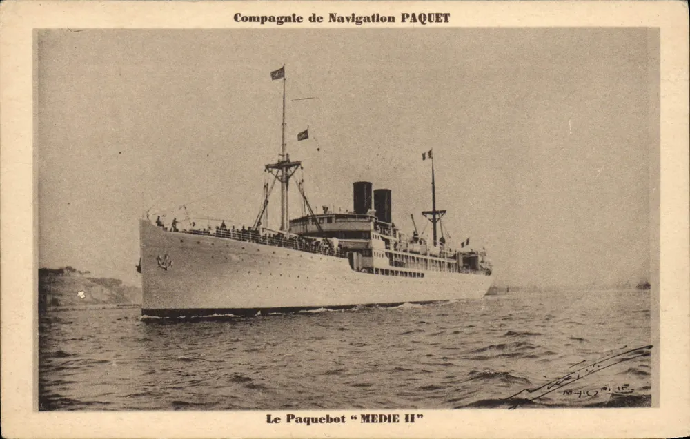 Der Dampfer "MÉDIE II" — Compagnie de Navigation PAQUET - Vorderseite