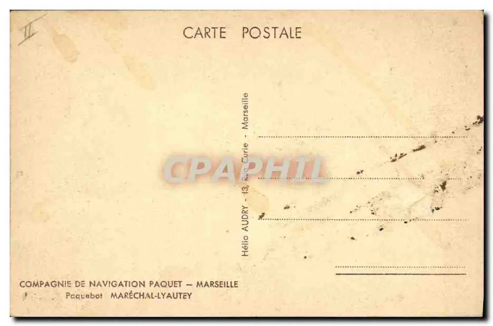 Dampfschiff MARÉCHAL-LYAUTEY — Compagnie de Navigation Paquet — Marseille - Rückseite