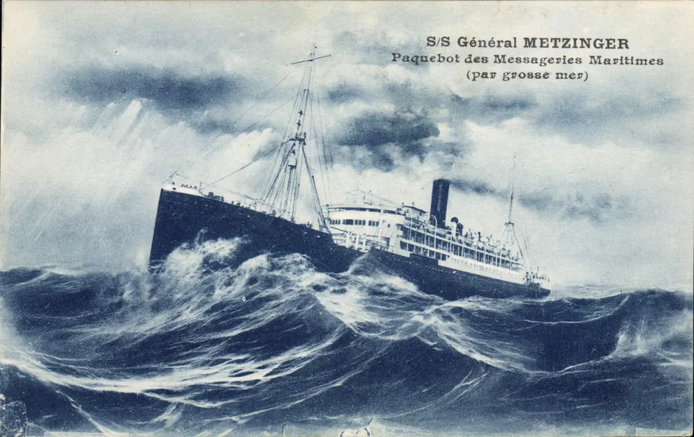 S/S General METZINGER — Dampfer der Messageries Maritimes (auf hoher See) - Vorderseite