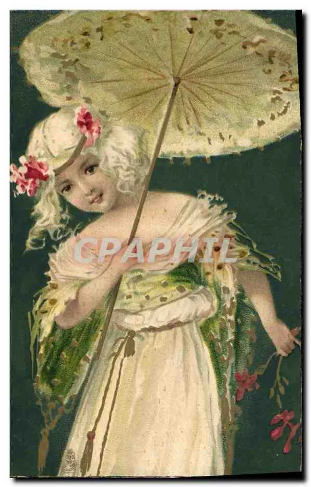 Mädchen mit Schirm — Illustration — Raphael Tuck & Sons, Serie 'ART' Nr. 1756 - Vorderseite