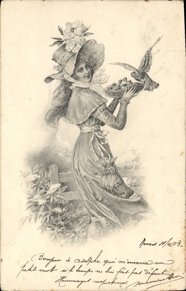 Junge Frau, die ein Vogel hält — Nievre — Verlag Nievre, Nr. 846 - Vorderseite