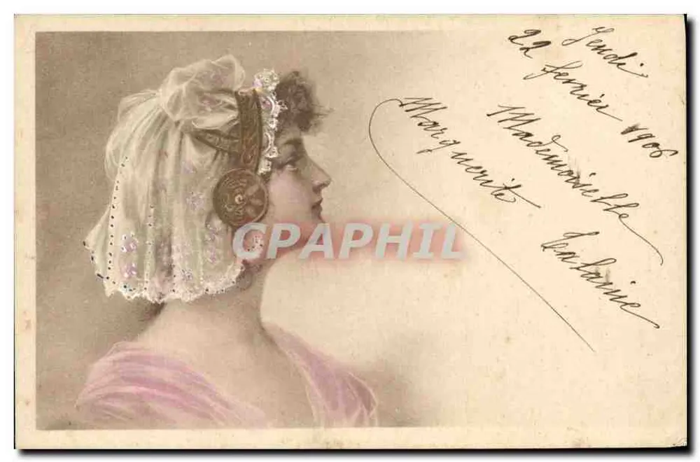 Junge Frau mit Schleier — Portrait — G. B. (Verlag) - Vorderseite