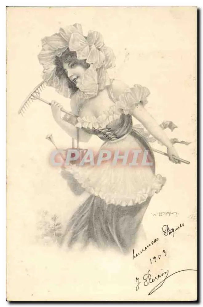 Junge Frau im Bauernkleid — J. Derrig, 1903 — Serie 'Zärtliche Mädchen' - Vorderseite