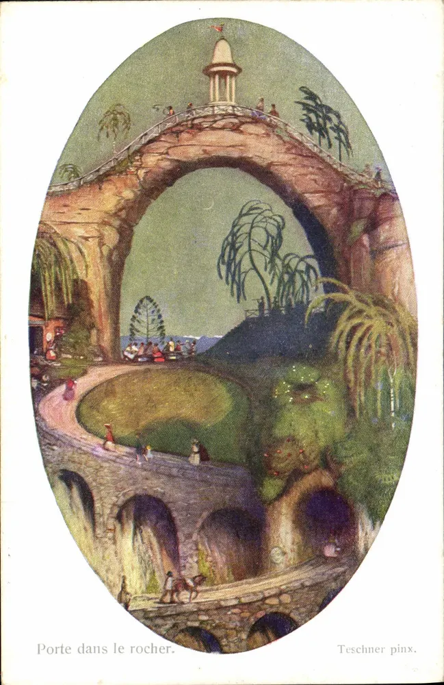 Türe im Felsen — Illustration von Teschner — Verlag Dev Stainer, Wien - Vorderseite