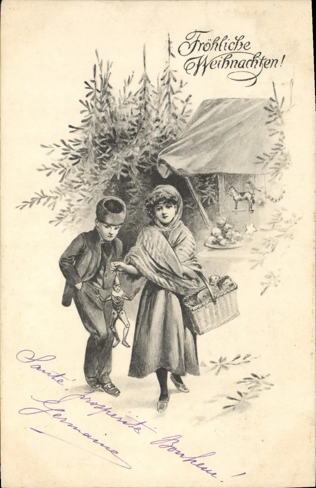 Crianças diante de um estande de Natal — Theo Stroeter, Nürnberg, n° 237 - Frente