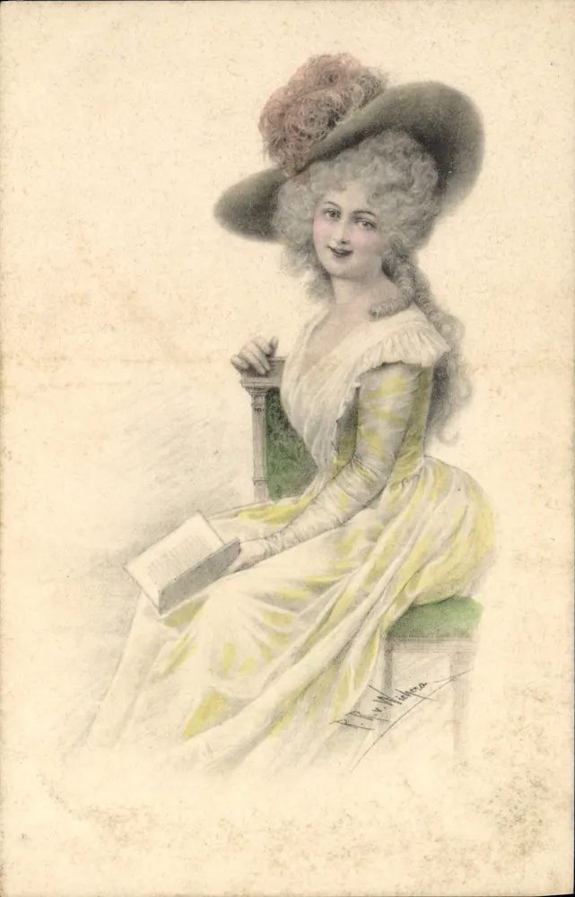 Frau im historischen Kleid — P. W. Wihippa — M. M. MUNK, Nr. 199 - Vorderseite