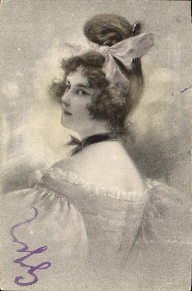 Junge Frau in einem Rüschenkleid — Verlag M. M. Vienne, Nr. 67 - Vorderseite