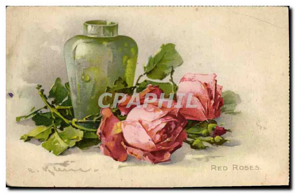 Rosas Rojas — pintura al agua — Tuck & Co. (Serie N°2616) - Anverso
