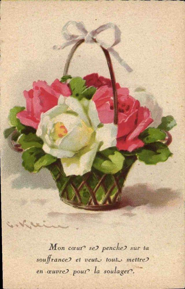 Arranjo de rosas — Éditeur C. Klein — n° 174 - Frente