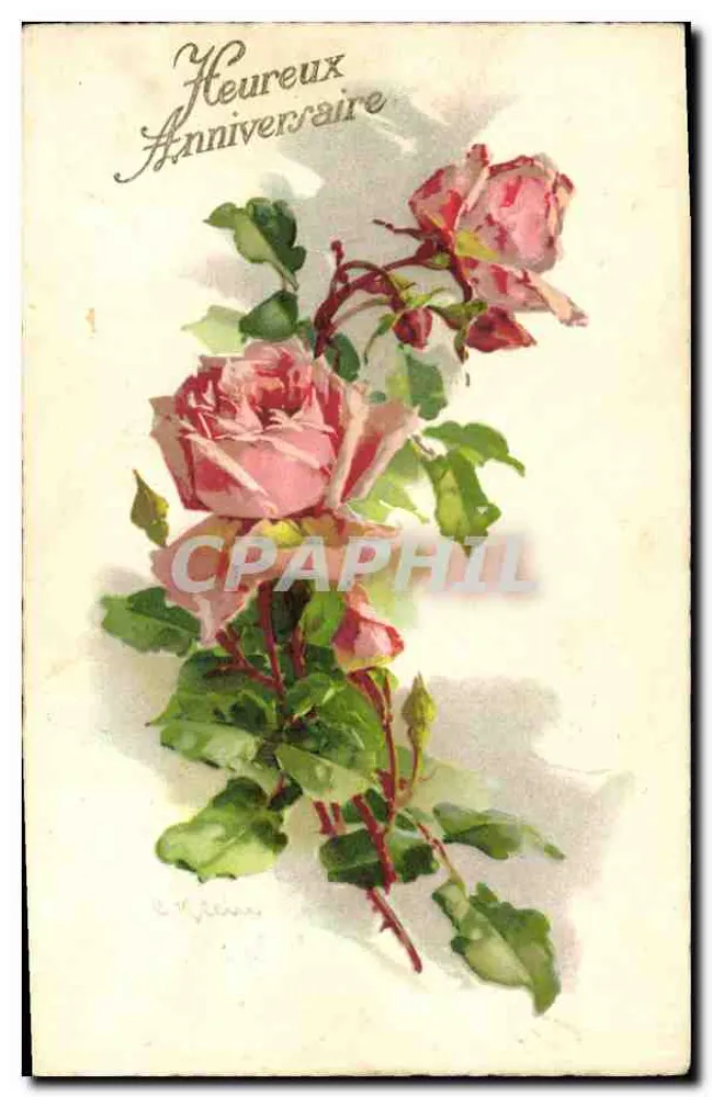 Rosas — Aniversário — E. M. Jérôme - Frente