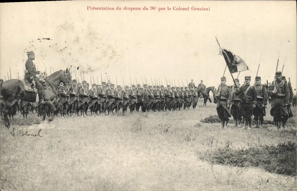 Präsentation der Fahne des 96. Regiments durch Colonel Graziani — unbekannte Ausgabe - Vorderseite