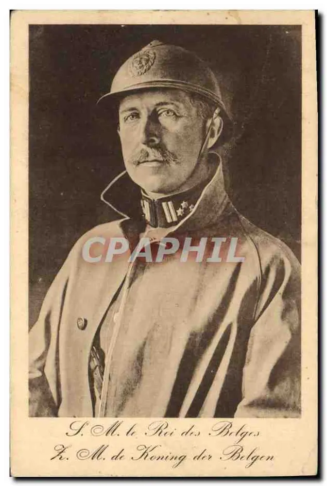 O Rei dos Belgas — retrato militar — editor desconhecido, número de série não visível - Frente