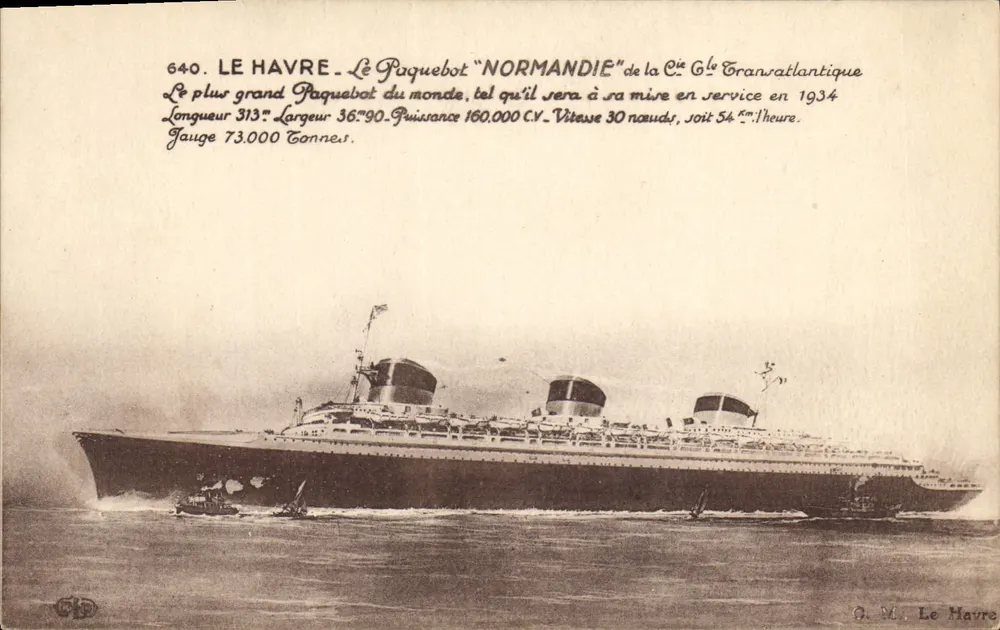 Le Havre — Das Dampfschiff "Normandie" der Gesellschaft G. G. Transatlantique — G. M. Le Havre - Vorderseite