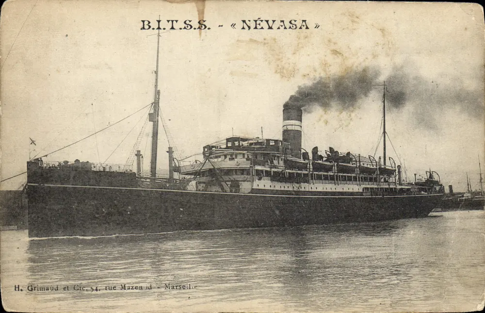 B.I.T.S.S. - « NÉVASA » — navio a vapor — H. Grimaud et Cie, 54 rue Mazenod - Marseille - Frente
