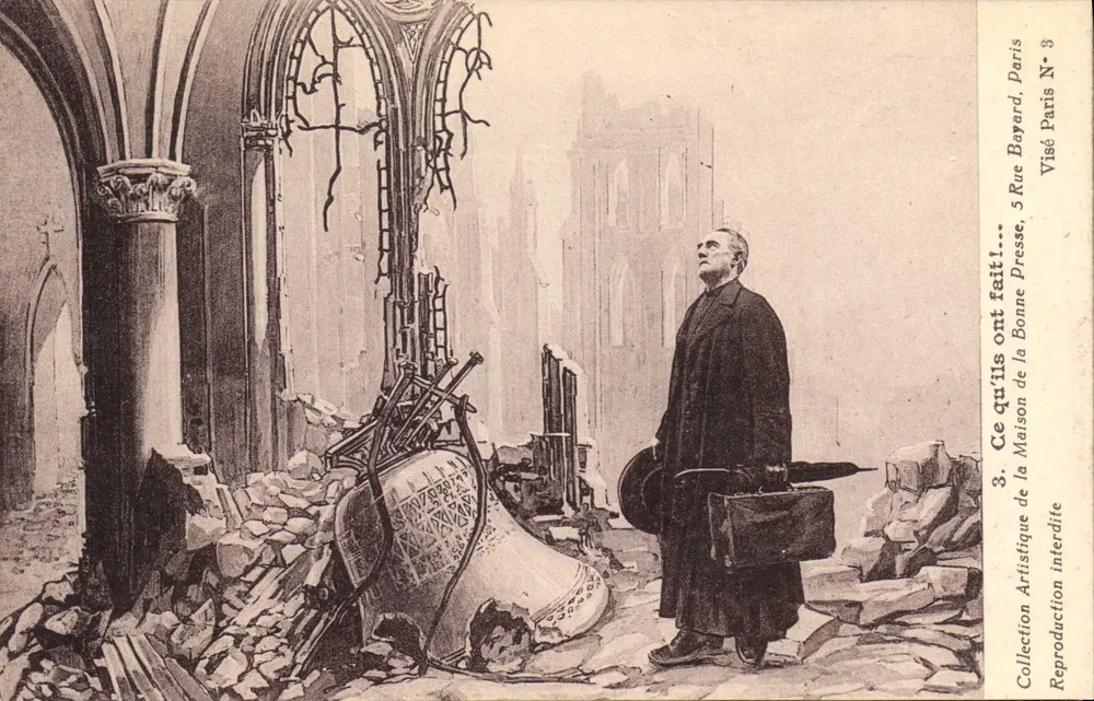 Destrucción de una iglesia — escena de ruinas — Colección Artística de la Maison de la Bonne Presse, París N° 3 - Anverso