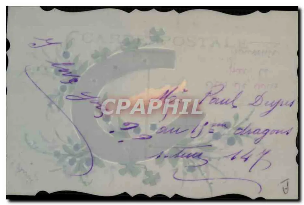 Ansichtskarte mit Initialen C — Fische und Blumen — Verlag Carte Postale - Rückseite