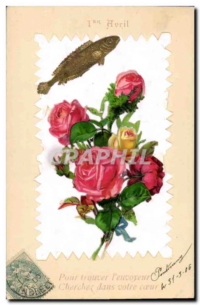 Arranjo de rosas — 1º de Abril — editor não identificado - Frente