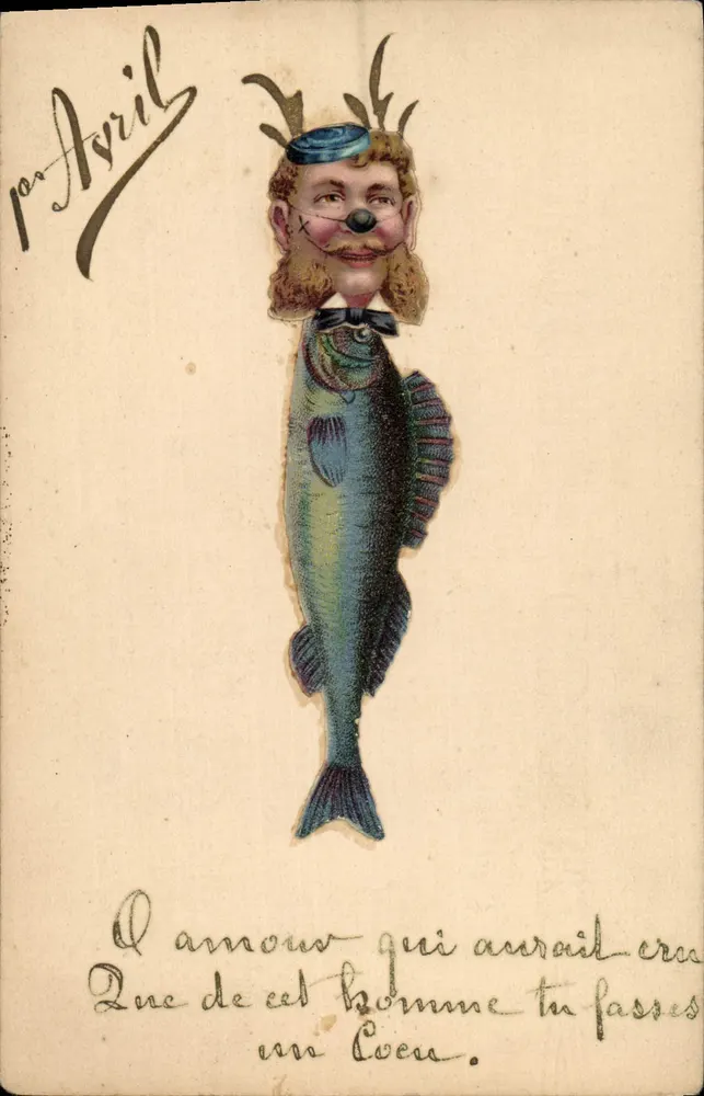 Caricatura de homem com cabeça de peixe — editor '100 Avril' — série '100 Avril' - Frente