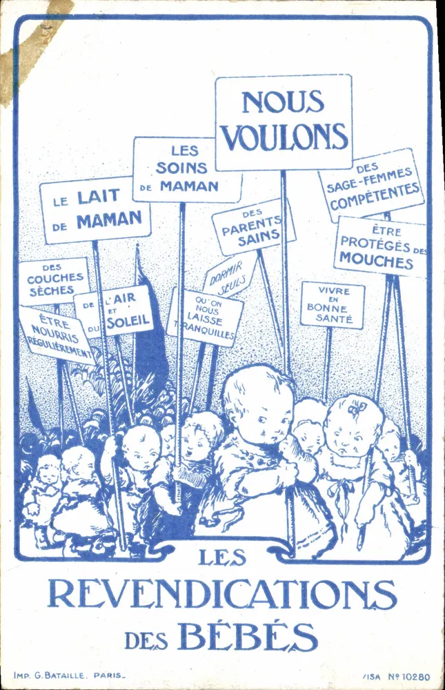 Die Forderungen der Babys — Babys in Demonstration — Imp. G. Bataille, Paris, N° 10280 - Vorderseite