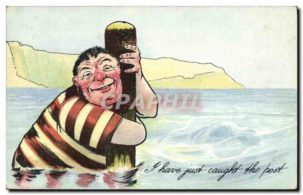 Mann in gestreiftem Hemd mit einem Pfahl — 'I have just caught the post.' — Valentine & Series - Vorderseite