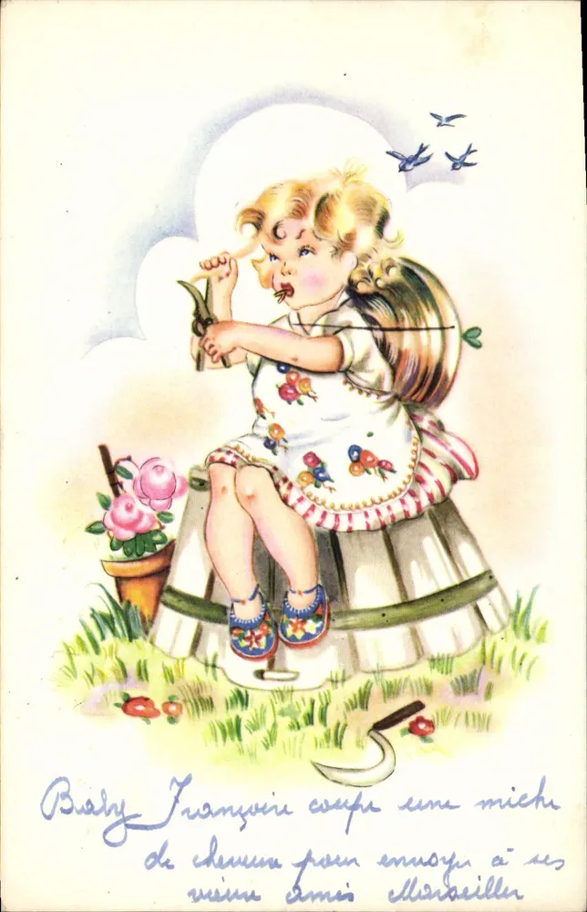 Bebê Françoise — jardinagem — editor não visível - Frente