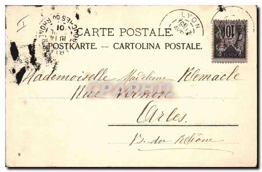 Zwei Frauen mit Hühnern und Küken — Lyon, 18. April 1901 — Verleger nicht sichtbar - Rückseite