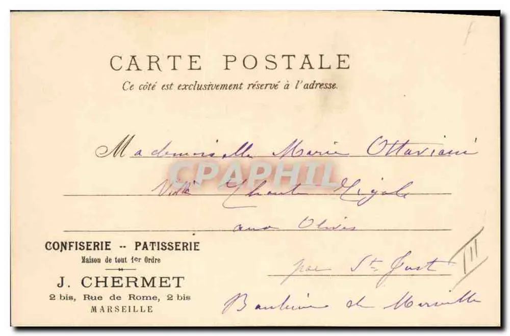 Frau mit Violettblumen — Verleger Raphael Tuck & Fils, Serie 78 — datiert 31. August 1902 - Rückseite