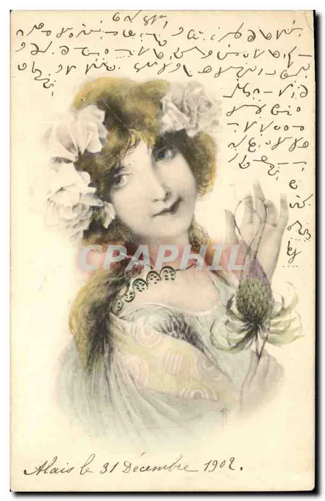 Jeune femme à fleurs — portrait — éditeur M. M. VIENNE, n° 4007 - Vorderseite