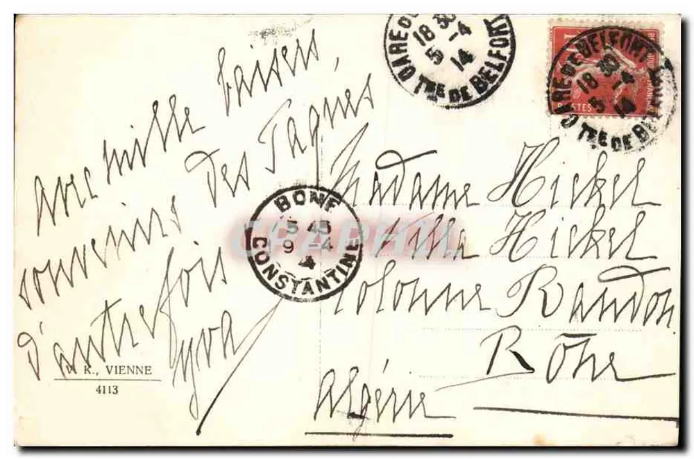 Frauen tanzen nahe einem Schloss — Frohe Ostern 1914 — Verleger nicht sichtbar - Rückseite