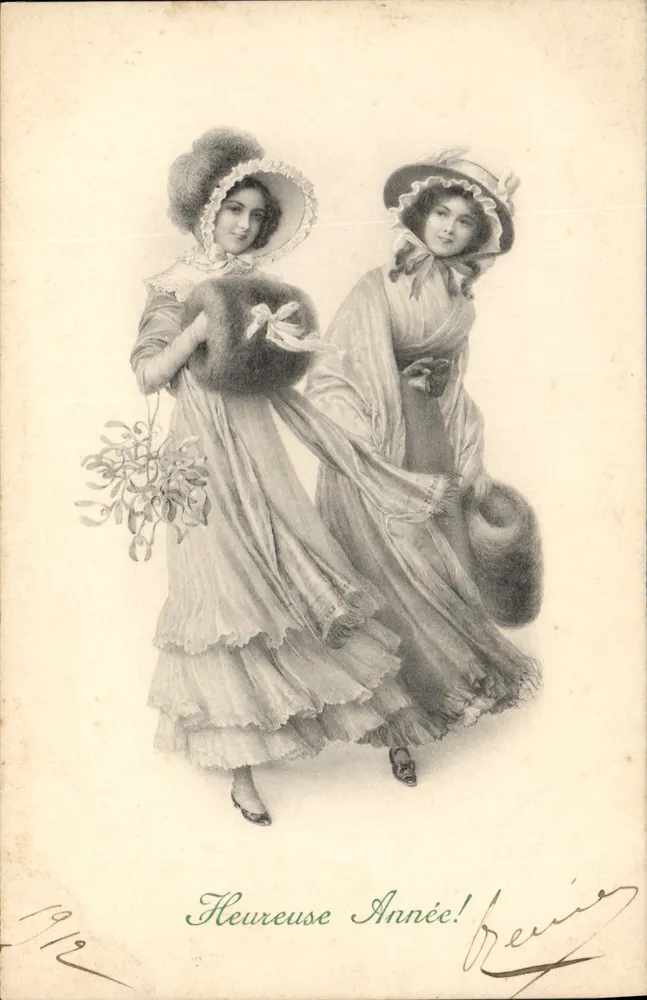 Zwei junge Frauen — Neujahrswünsche 1912 — Brevier, Nr. 599 - Vorderseite
