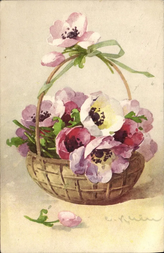 Arranjo de flores em um cesto — ilustração — editor STF, n°1201 - Frente