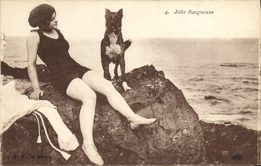 Schöne Badebraut — mit Hund — G. F. Le Havre, n°4 - Vorderseite