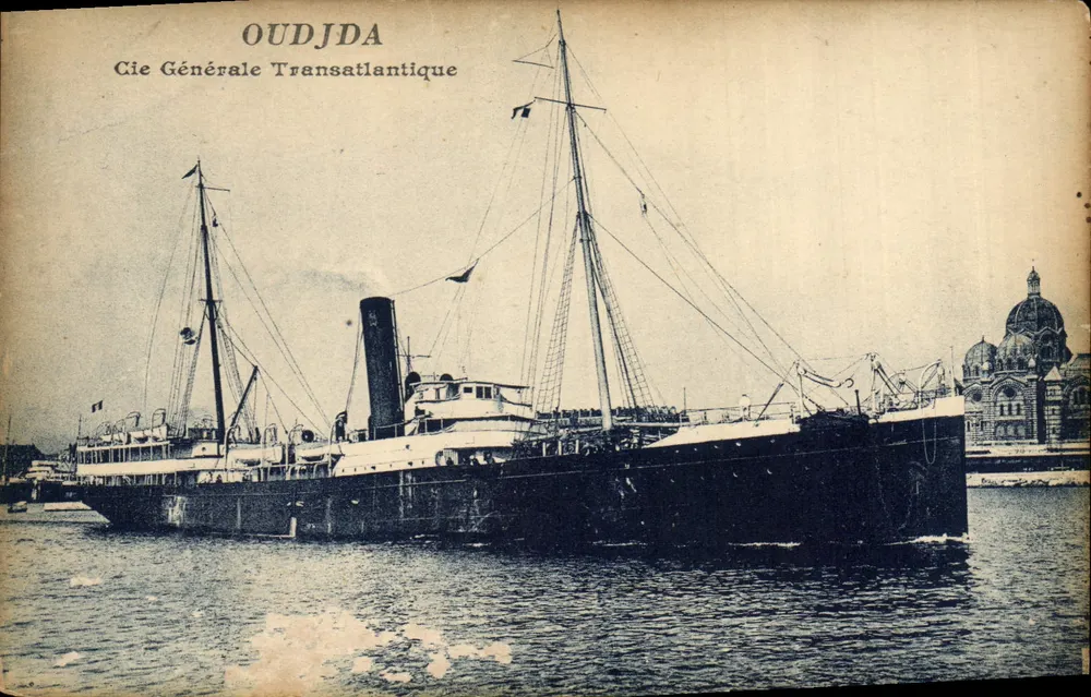 Oudjda — Port avec navire de la Cie Générale Transatlantique — éditeur non visible - Vorderseite