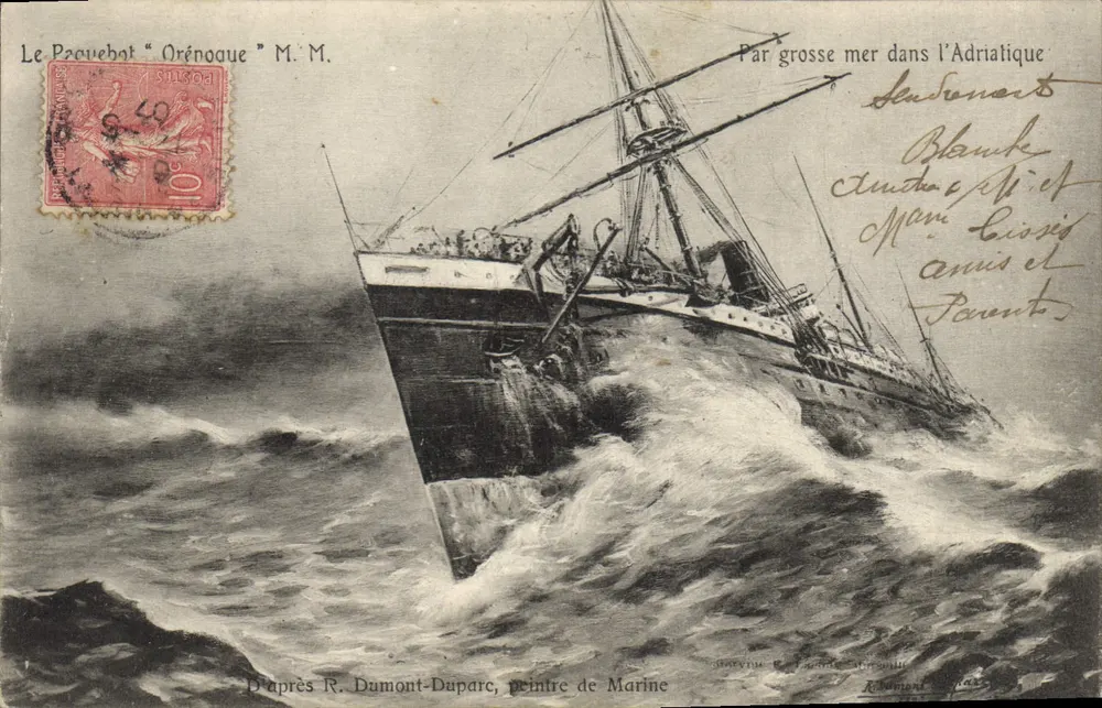 Der Prouvhat "Orénoque" — Aussicht von der offenen See im Adriatischen Meer — Nach R. Dumont-Duparc, Marinemaler - Vorderseite