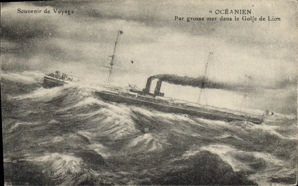 « OCÉANIE » — Durch stürmische See im Golf von Lion — H. Gravond & Cie - Marseille - Vorderseite