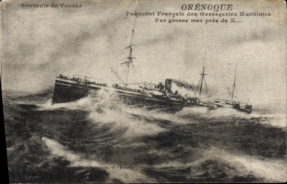 Nave a vapore ORÉNOQUE — Nave francese delle Messageries Maritimes — Ricordo di un viaggio - Recto