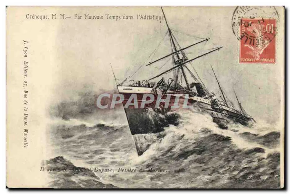 Schiff in Not in der Adria — Verlag J. Lyon, Marseille - Vorderseite