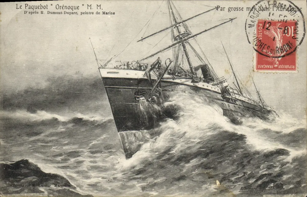 O Paquebote "Orénoque" — naufragado no Atlântico — Provost & Laoudur, Marselha - Frente