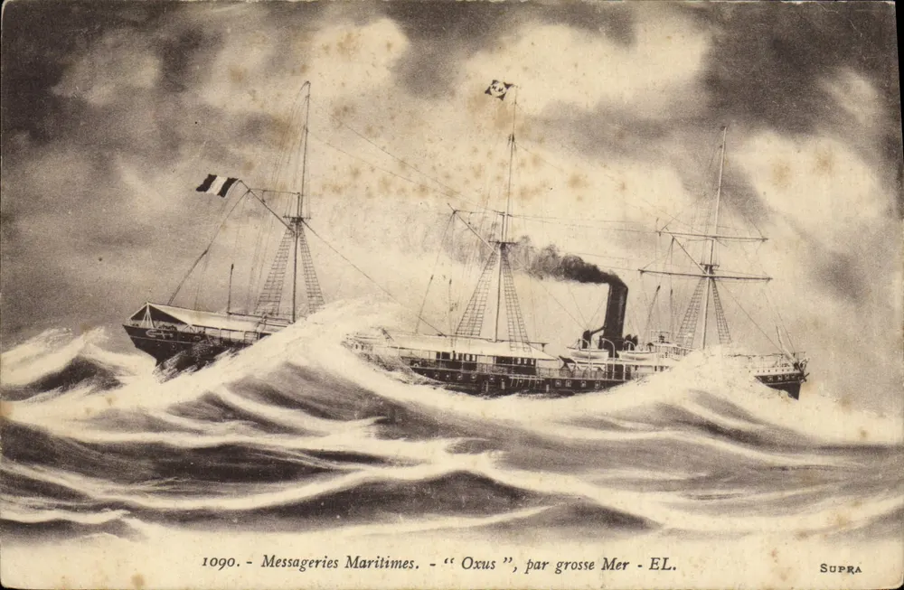 Der "Oxus" auf stürmischem Meer — Messageries Maritimes — Supra, n°1090 - Vorderseite