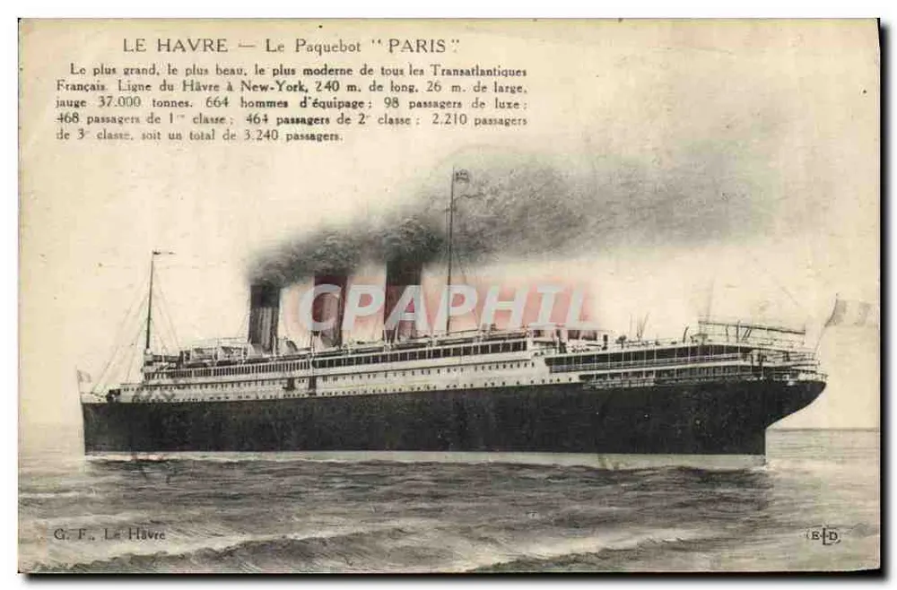 레 Havre — Le Paquebot "Paris" — G. F., Le Havre - 앞면