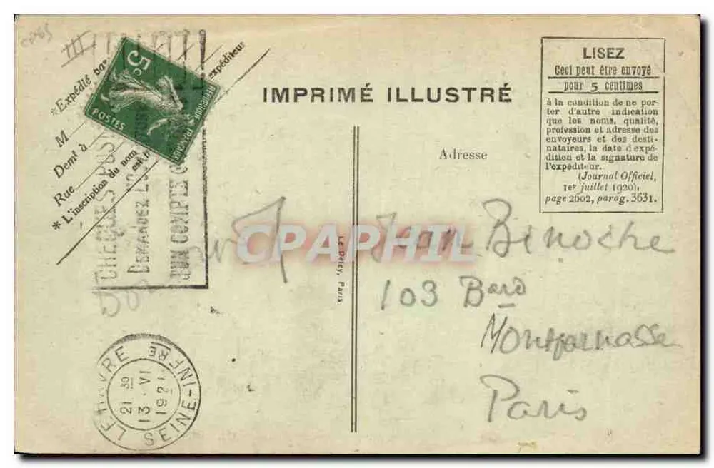 레 Havre — Le Paquebot "Paris" — G. F., Le Havre - 뒷면