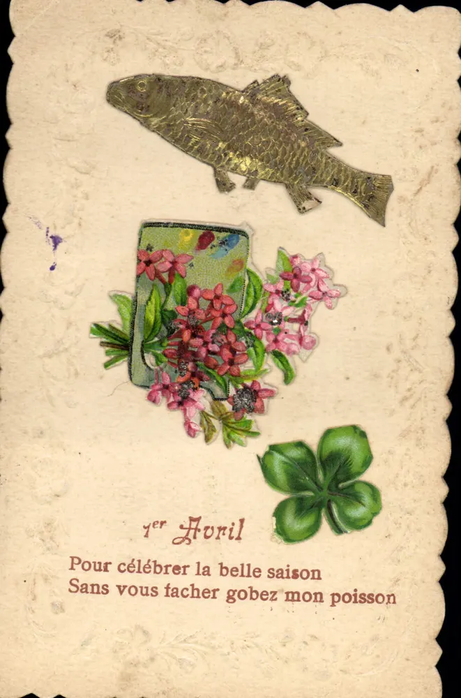 Peixe e flores — Brinquedo de Páscoa — Carta postal III - Frente