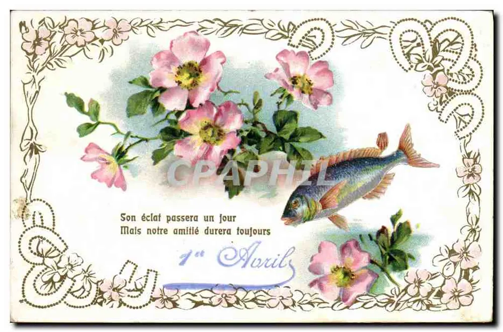 Blumen und Fisch — Sein Glanz wird eines Tages vergehen, aber unsere Freundschaft wird ewig währen — 1. April — Verlag nicht sichtbar - Vorderseite